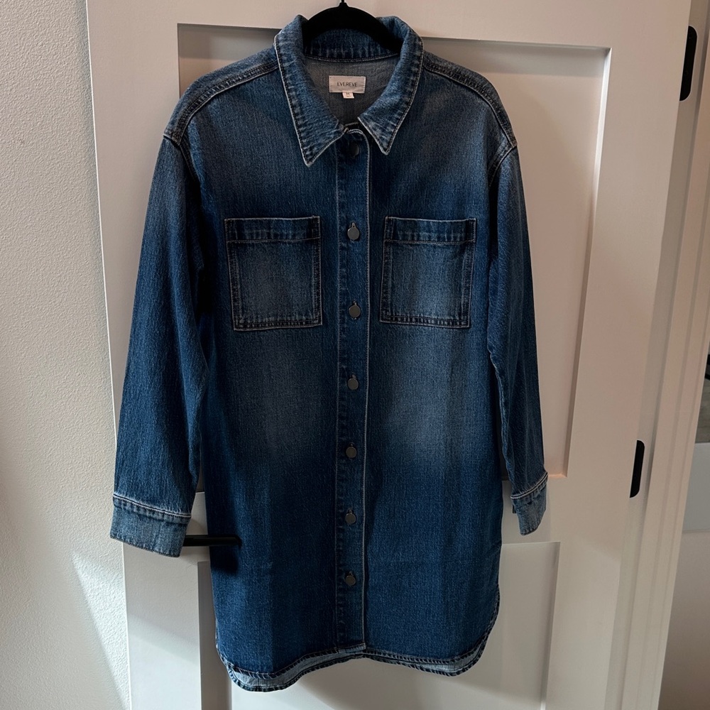 Evereve Dark Blue Long Sleeve Denim Dress